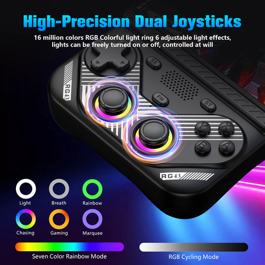 RG43VPro Retro Handheld Console 4.3" IPS Linux-based retro gaming OS 64GB+ | iGameConsole 2026 Premium | Supports GBA SNES PS1 1000+ Preloaded Games Plug and Play | Back to School Gift for Kids Adults Dad | WiFi Enabled