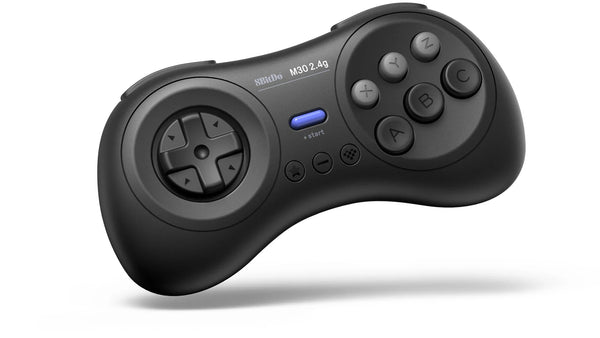 Black M30 2.4G controller with D-pad and six face buttons on a white background.