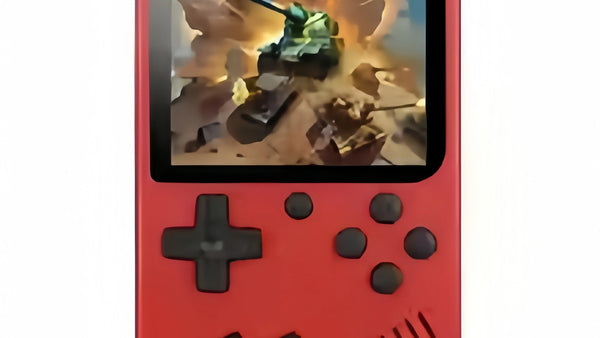 Red mini handheld reference image with a left directional pad and black face buttons