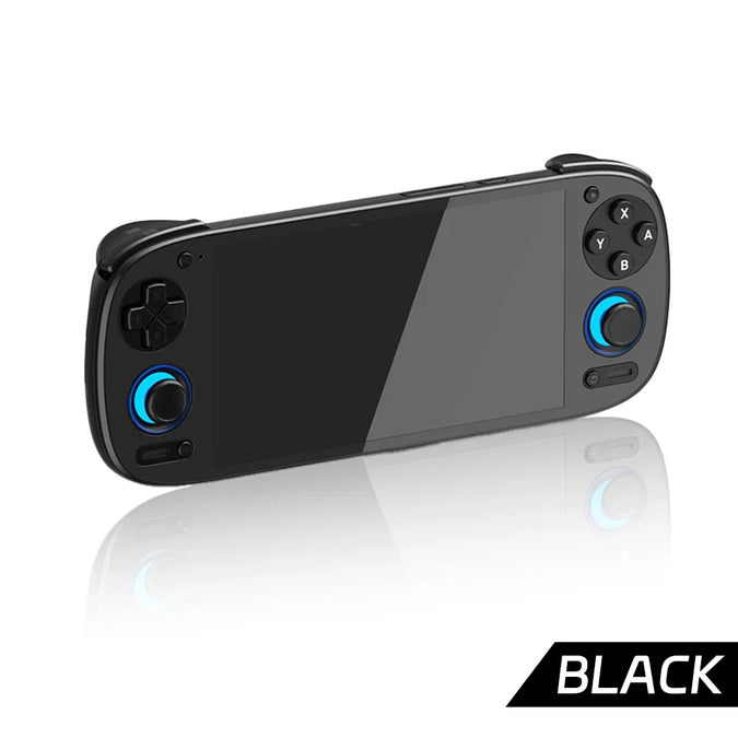 Black Retroid Pocket 5 reference with inactive screen, D-pad and two lower sticks