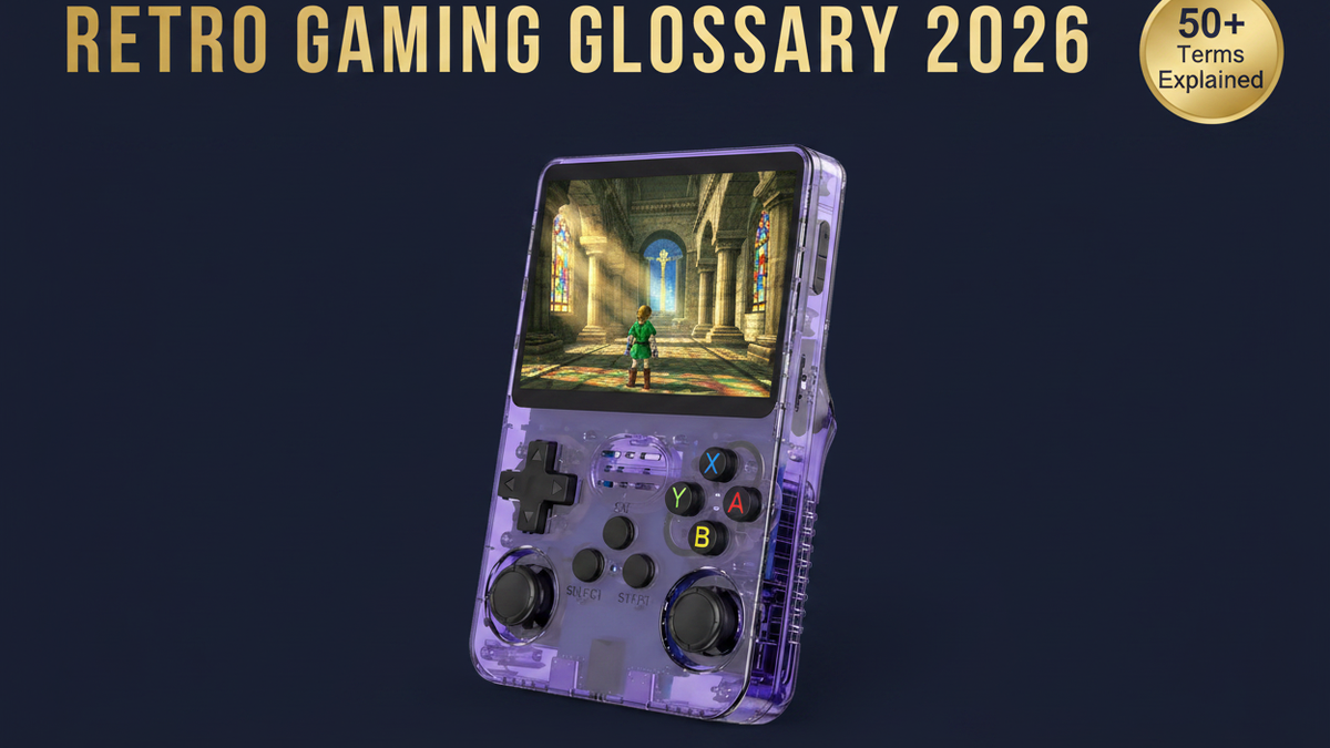 Retro gaming glossary 2026 50 terms ROM emulator save state RetroArch BIOS shader input lag complete guide iGameConsole