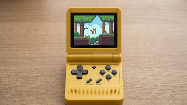 Editorial concept of an open yellow V90 with original woodland-platform screen art