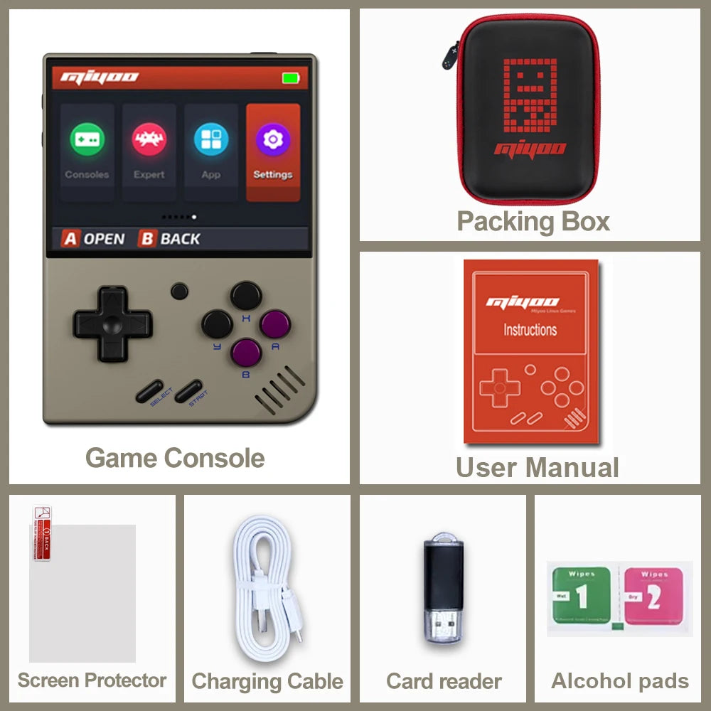 MiyooMini+ Retro Handheld Console 2.8" IPS Linux-based retro gaming OS (OnionOS community firmware) 64GB | iGameConsole 2026 Premium | Supports GBA SNES PS1 1000+ Preloaded Games Plug and Play | Back to School Gift for Retro Gamers Adults Collectors