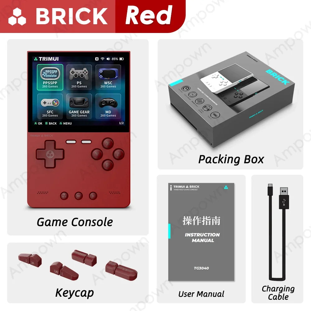 TrimUIBrick Retro Handheld Console 3.2" IPS Linux-based retro gaming OS (CrossMix community firmware) 64GB | iGameConsole 2026 Premium | Supports GBA SNES PS1 12000+ Preloaded Games Plug and Play | Back to School Gift for Kids Adults Dad