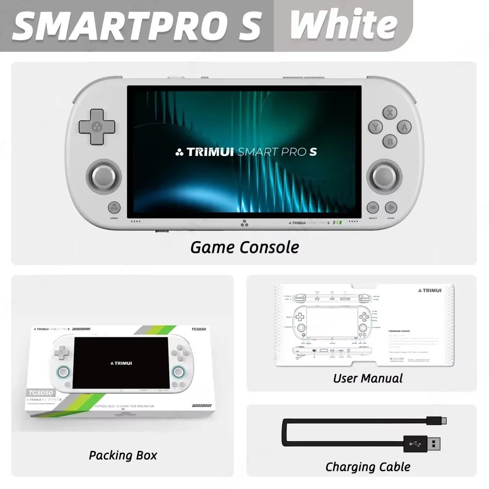 TrimUISmart Retro Handheld Console 4.96" IPS Linux-based retro gaming OS (CrossMix community firmware) 64GB | iGameConsole 2026 Flagship | Supports GBA SNES PS1 13000+ Preloaded Games Plug and Play | Back to School Gift for Kids Adults Dad