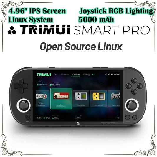 TrimUISmart Retro Handheld Console 4.96" IPS Linux-based retro gaming OS (RetroArch community firmware) 64GB | iGameConsole 2026 Flagship | Supports GBA SNES PS1 15000+ Preloaded Games Plug and Play | Back to School Gift for Kids Adults Dad