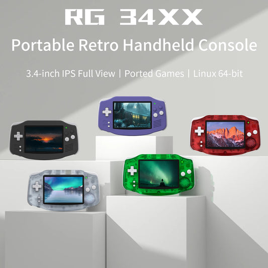 RG34XX Retro Handheld Console 3.4" IPS Linux-based retro gaming OS 64GB | iGameConsole 2026 Premium | Supports GBA SNES PS1 1000+ Preloaded Games Plug and Play | Back to School Gift for Kids Adults Dad | WiFi Enabled | Online Multiplayer