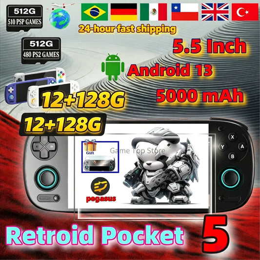 RP5 Retro Handheld Console 5.5" IPS Android retro handheld 64GB | iGameConsole 2026 Flagship | Supports GBA SNES PS1 N64 PSP DS 35000+ Preloaded Games Plug and Play | Back to School Gift for Retro Gamers Collectors Enthusiasts