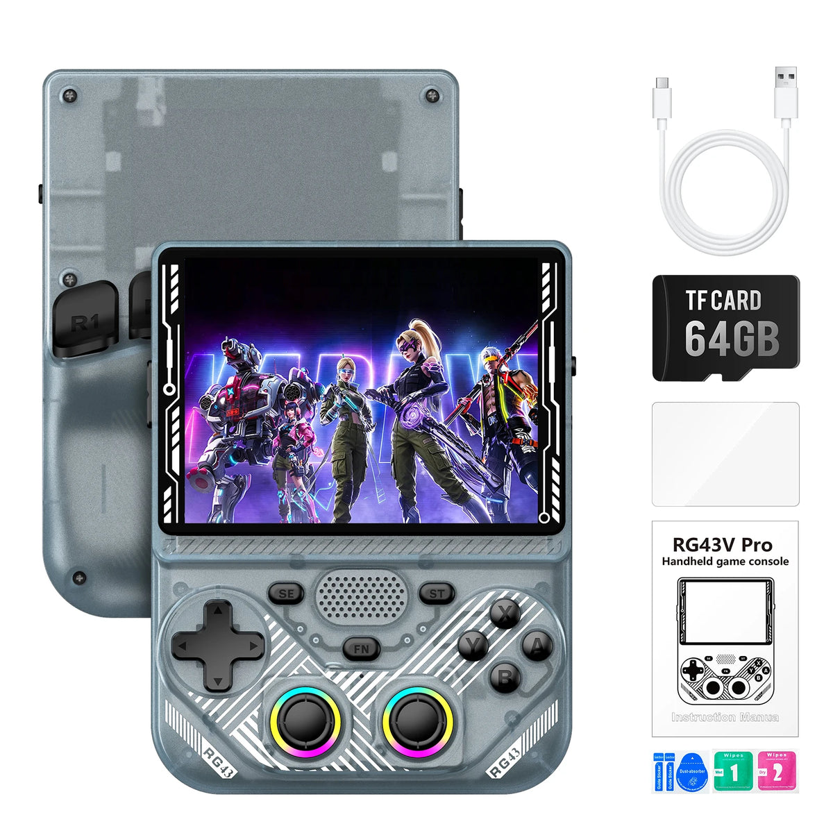 RG43VPro Retro Handheld Console 4.3" IPS Linux-based retro gaming OS 64GB+ | iGameConsole 2026 Premium | Supports GBA SNES PS1 1000+ Preloaded Games Plug and Play | Back to School Gift for Kids Adults Dad | WiFi Enabled
