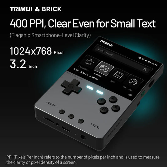 TrimUIBrick Retro Handheld Console 3.2" IPS Linux-based retro gaming OS (CrossMix community firmware) 64GB | iGameConsole 2026 Flagship | Supports GBA SNES PS1 1000+ Preloaded Games Plug and Play | Back to School Gift for Kids Adults Dad