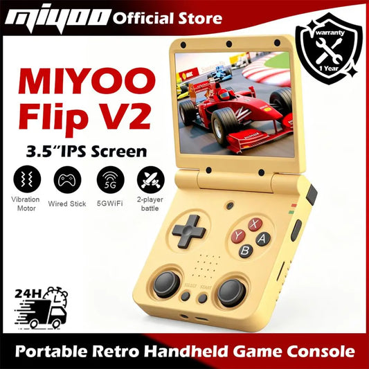 MiyooFlip Retro Handheld Console 2.8" IPS Linux-based retro gaming OS (OnionOS community firmware) 64GB | iGameConsole 2026 Premium | Supports GBA SNES PS1 1000+ Preloaded Games Plug and Play | Back to School Gift for Retro Gamers Adults Collectors