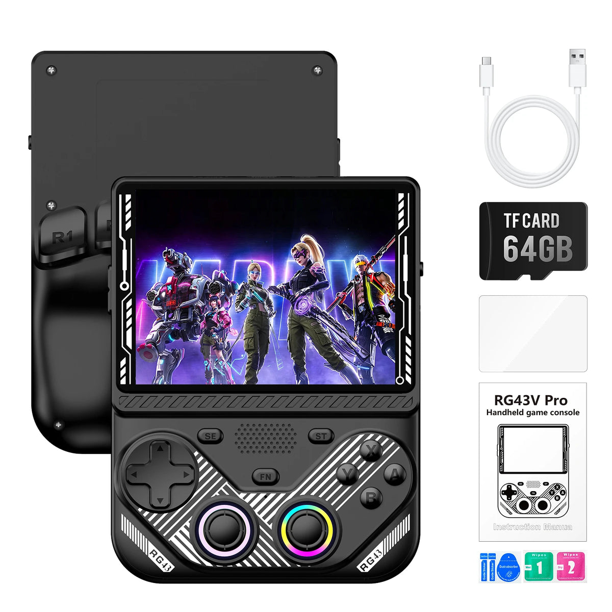 RG43VPro Retro Handheld Console 4.3" IPS Linux-based retro gaming OS 64GB+ | iGameConsole 2026 Premium | Supports GBA SNES PS1 1000+ Preloaded Games Plug and Play | Back to School Gift for Kids Adults Dad | WiFi Enabled