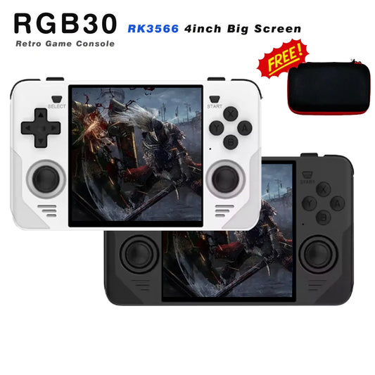 RGB30 Retro Handheld Console 4" IPS Linux-based retro gaming OS (ArkOS community firmware) 64GB | iGameConsole 2026 Premium | Supports GBA SNES PS1 1000+ Preloaded Games Plug and Play | Back to School Gift for Kids Adults Dad | WiFi Enabled