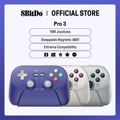 8BitDo Pro 3 Wireless Controller | Swappable Magnetic ABXY, TMR Joysticks & Switchable Triggers | Purple, Gray or G Classic | iGameConsole