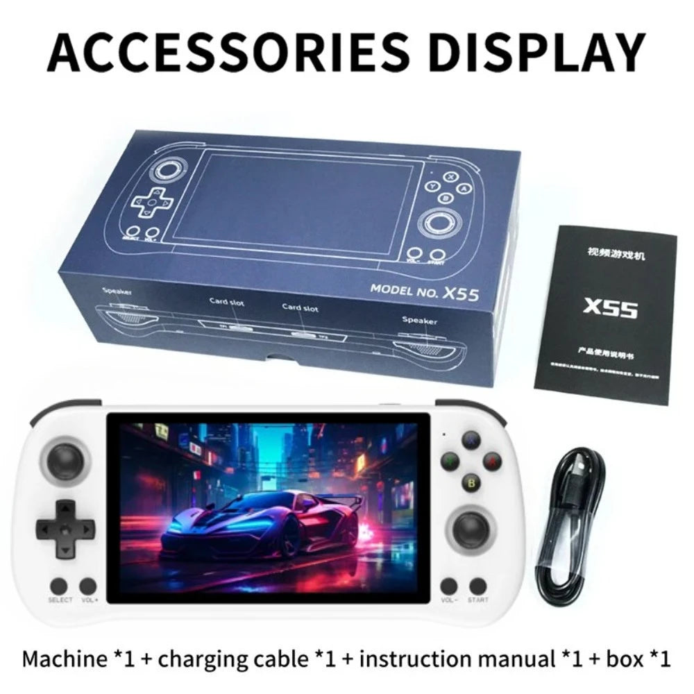 X55 Retro Handheld Console 5.5" IPS Linux-based retro gaming OS 64GB | iGameConsole 2026 Flagship | Supports GBA SNES PS1 1000+ Preloaded Games Plug and Play | Back to School Gift for Kids Adults Dad | 64GB Extended Library Edition