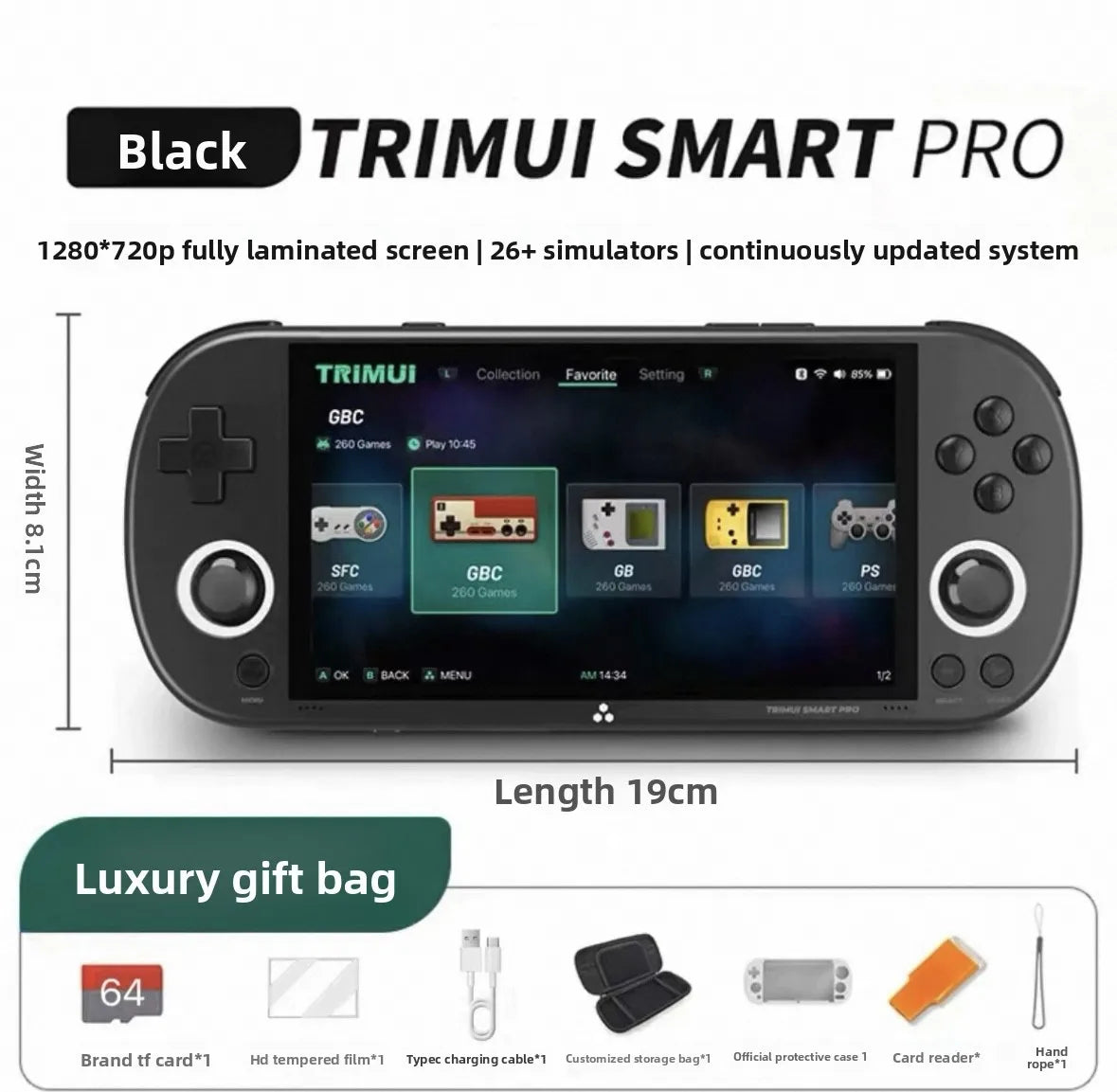 TrimUISmart Retro Handheld Console Linux-based retro gaming OS (CrossMix community firmware) 64GB | iGameConsole 2026 Flagship | Supports GBA SNES PS1 1000+ Preloaded Games Plug and Play | Back to School Gift for Kids Adults Dad