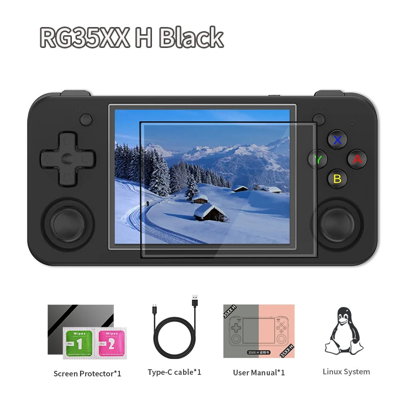 RG35XX+ Retro Handheld Console 3.5" IPS Linux-based retro gaming OS (muOS community firmware) 64GB | iGameConsole 2026 Premium | Supports GBA SNES PS1 1000+ Preloaded Games Plug and Play | Back to School Gift for Kids Adults Dad