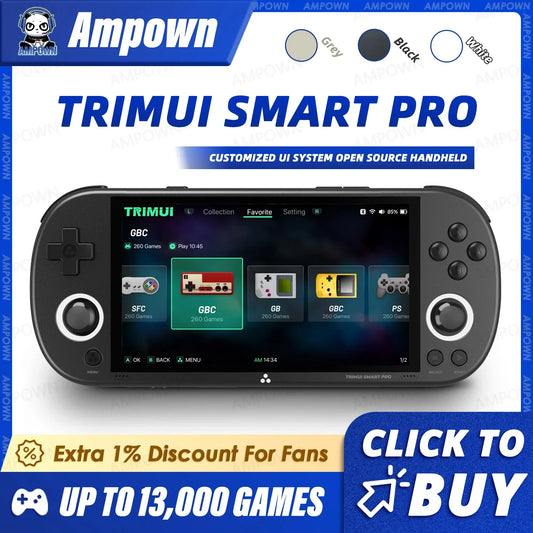 TrimUISmart Retro Handheld Console 4.96" IPS Linux-based retro gaming OS (CrossMix community firmware) 64GB | iGameConsole 2026 Premium | Supports GBA SNES PS1 13000+ Preloaded Games Plug and Play | Back to School Gift for Kids Adults Dad
