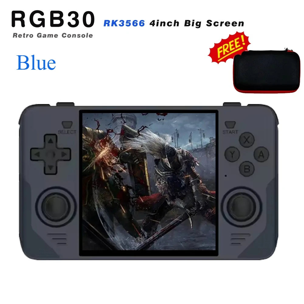 RGB30 Retro Handheld Console 4" IPS Linux-based retro gaming OS (ArkOS community firmware) 64GB | iGameConsole 2026 Premium | Supports GBA SNES PS1 1000+ Preloaded Games Plug and Play | Back to School Gift for Kids Adults Dad | WiFi Enabled