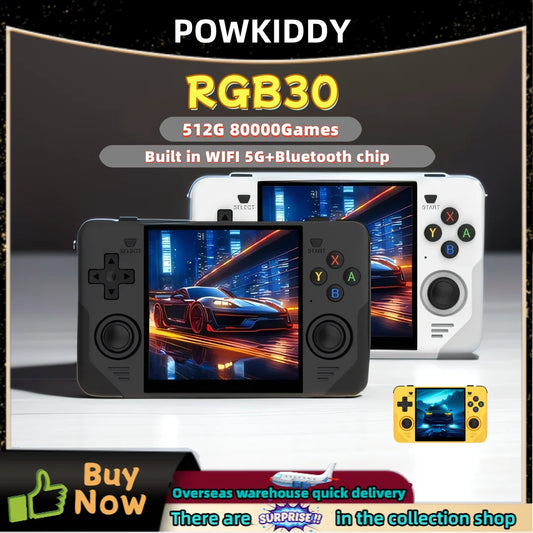 RGB30 Retro Handheld Console 4" IPS Linux-based retro gaming OS (ArkOS community firmware) 64GB | iGameConsole 2026 Flagship | Supports GBA SNES PS1 PSP 80000+ Preloaded Games Plug and Play | Back to School Gift for Kids Adults Dad | WiFi Enabled