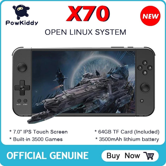 Powkiddy Retro Handheld Console 7.0" IPS Linux-based retro gaming OS 64GB | iGameConsole 2026 Premium | Supports GBA SNES PS1 6000+ Preloaded Games Plug and Play | Back to School Gift for Kids Adults Dad | Nostalgic Classic Gaming Childhood Memories