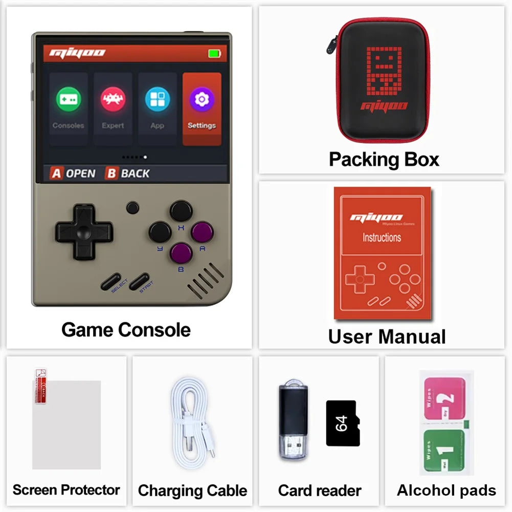 MiyooMini+ Retro Handheld Console 2.8" IPS Linux-based retro gaming OS (OnionOS community firmware) 64GB | iGameConsole 2026 Premium | Supports GBA SNES PS1 1000+ Preloaded Games Plug and Play | Back to School Gift for Retro Gamers Adults Collectors