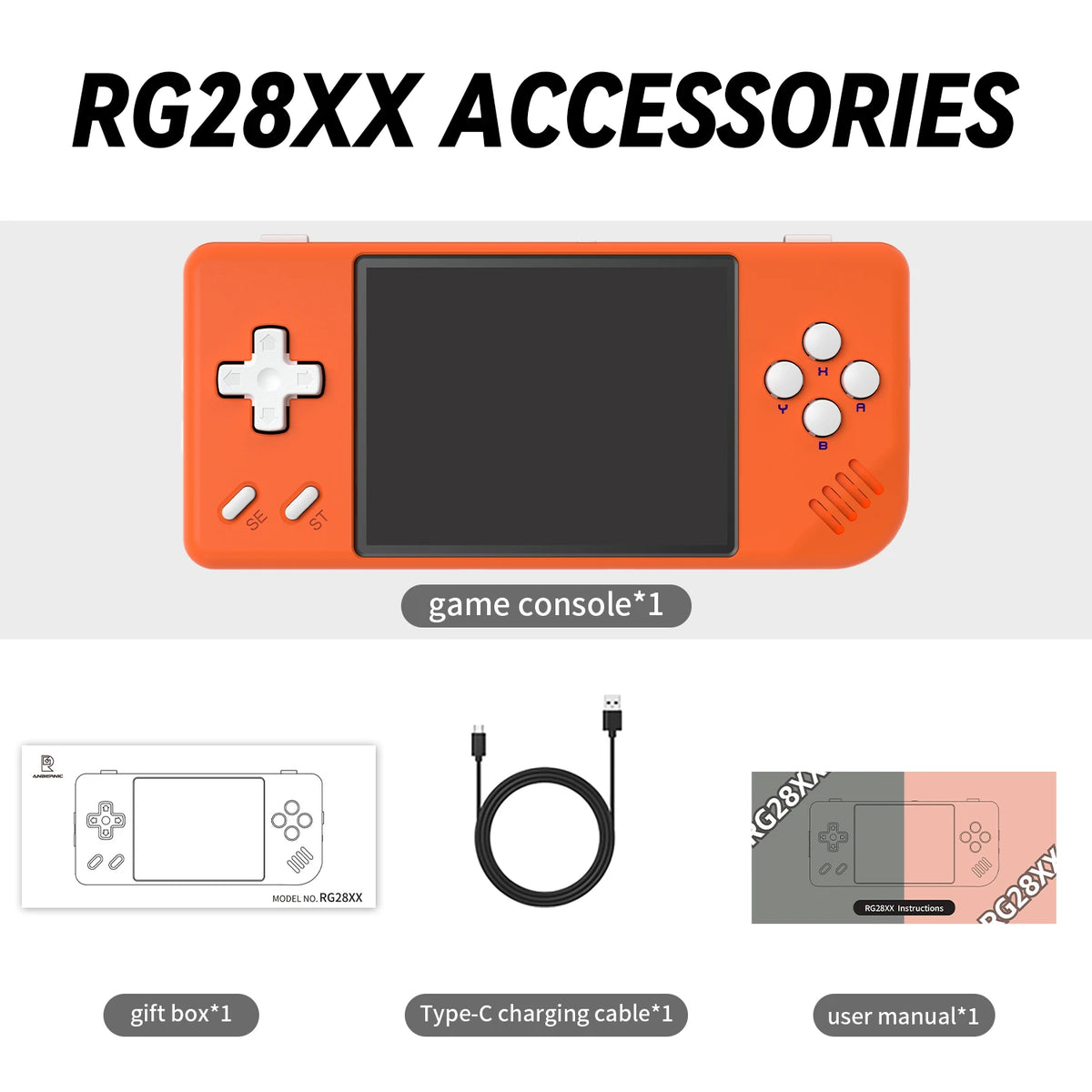 RG28XX Retro Handheld Console 4" IPS Linux-based retro gaming OS (muOS community firmware) 64GB | iGameConsole 2026 Mid-Range | Supports GBA SNES PS1 5000+ Preloaded Games Plug and Play | Back to School Gift for Kids Adults Dad
