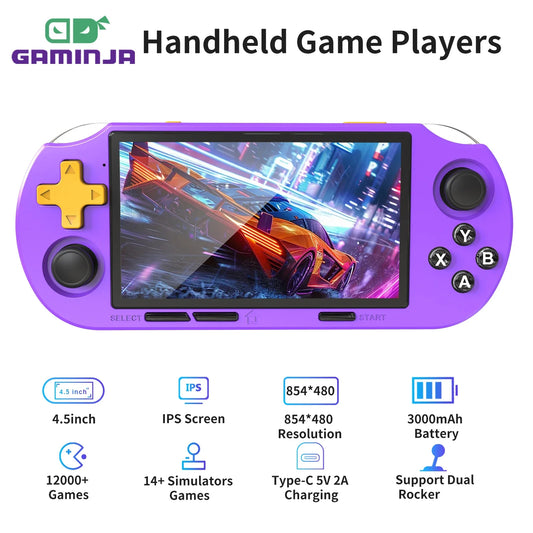 GameinjaANS13 Retro Handheld Console 4.5" IPS Linux-based retro gaming OS 64GB | iGameConsole 2026 Mid-Range | Supports GBA SNES PS1 1000+ Preloaded Games Plug and Play | Back to School Gift for Kids Adults Dad