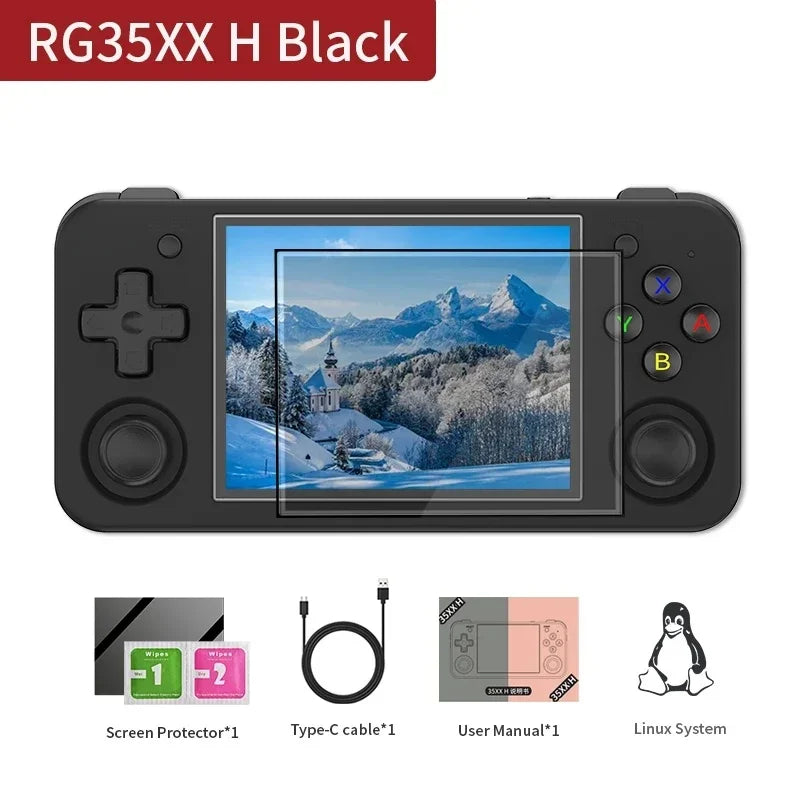 RG35XX+ Retro Handheld Console 3.5" IPS Linux-based retro gaming OS (muOS community firmware) 64GB | iGameConsole 2026 Premium | Supports GBA SNES PS1 PSP NDS MAME 10171+ Preloaded Games Plug and Play | Back to School Gift for Kids Adults Dad