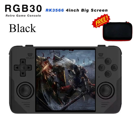 RGB30 Retro Handheld Console 4" IPS Linux-based retro gaming OS (ArkOS community firmware) 64GB | iGameConsole 2026 Premium | Supports GBA SNES PS1 1000+ Preloaded Games Plug and Play | Back to School Gift for Kids Adults Dad | WiFi Enabled