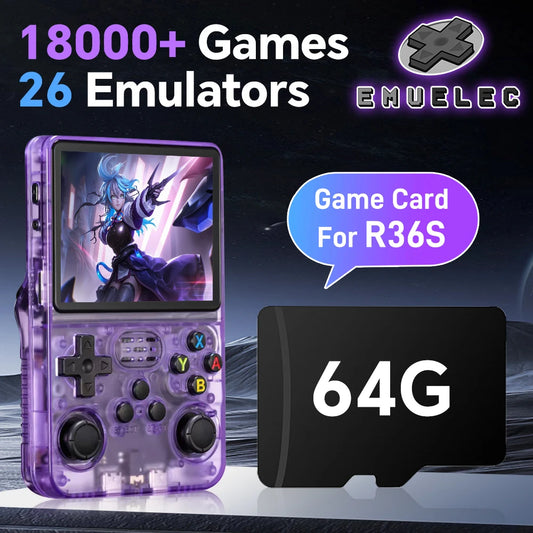 R36S Retro Handheld Console 3.5" IPS Linux-based retro gaming OS (ArkOS community firmware) 64GB | iGameConsole 2026 Budget-Friendly | Supports GBA SNES PS1 PSP GBC 18000+ Preloaded Games Plug and Play | Back to School Gift for Kids Adults Dad