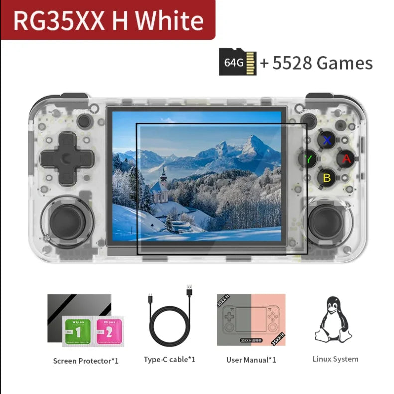 RG35XX+ Retro Handheld Console 3.5" IPS Linux-based retro gaming OS (muOS community firmware) 64GB | iGameConsole 2026 Flagship | Supports GBA SNES PS1 1000+ Preloaded Games Plug and Play | Back to School Gift for Kids Adults Dad