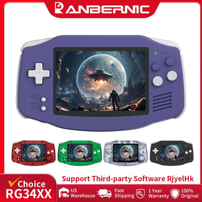 ANBERNIC RG34XX Retro Handheld Console | 3.4-inch 3:2 IPS, Linux-based OS, 64G | Classic Horizontal Design | Birthday Gift
