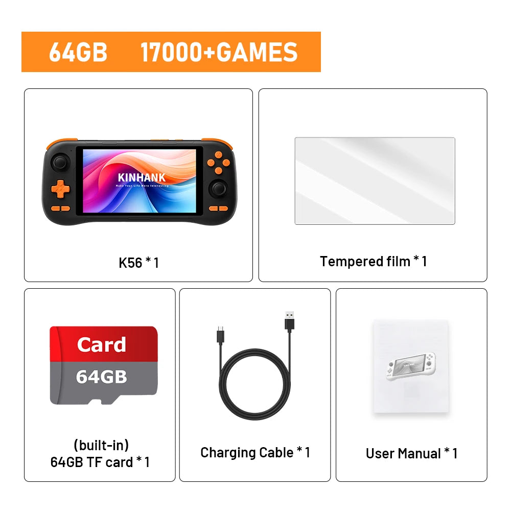 iGameConsole KINHANK Retro Handheld Console 5.5" IPS Linux-based retro gaming OS 64GB | iGameConsole 2026 Flagship | Supports GBA SNES PS1 N64 PSP MAME 27000+ Preloaded Games Plug and Play | Back to School Gift for Kids Adults Dad | WiFi Enabled